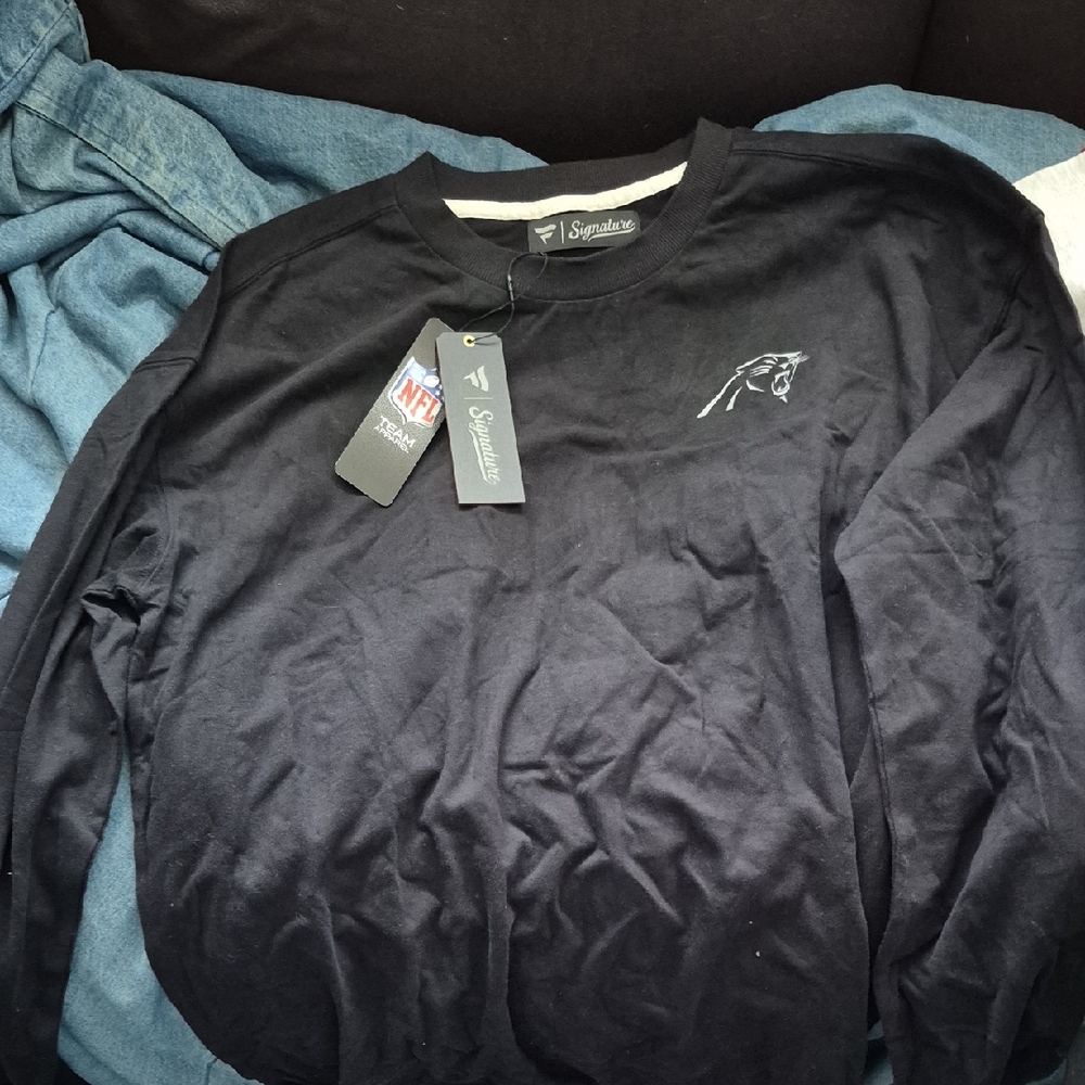 NFL Black Long Sleeve Tee with Embroidered Panther Logo